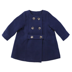 Korango Double Breasted Satin Lined Overcoat - Navy