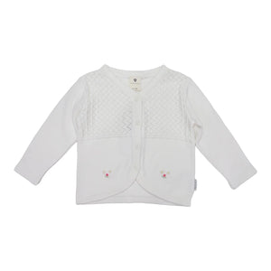 Korango - Rosettes Cardigan - White or Pale pink