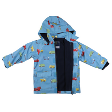 Load image into Gallery viewer, Korango - Trucks Polar Fleece Lined Raincoat - Airie Blue
