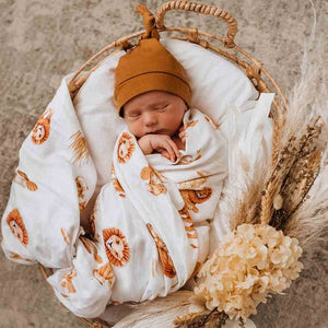 Snuggle Hunny  Organic Muslin Wrap - Lion, Alpha, Golden Flower or Sunflower, Cherry Blossom