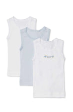 Load image into Gallery viewer, Marquise - Baby Singlets - 3pk White,pink + embroidered white or White,Blue + embroidered White
