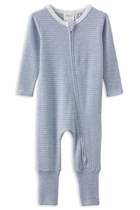 Milky - Blue Stripe Zip Romper