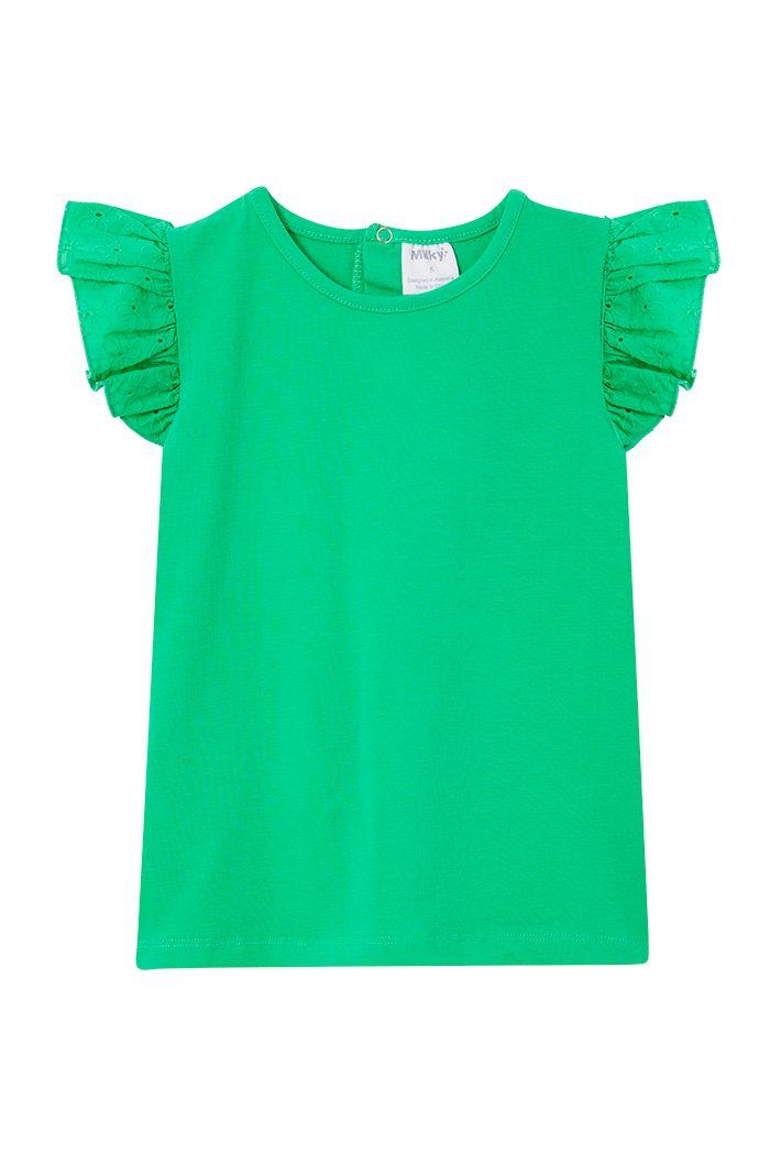 Milky- Broderie Frill Tee- Irish Green