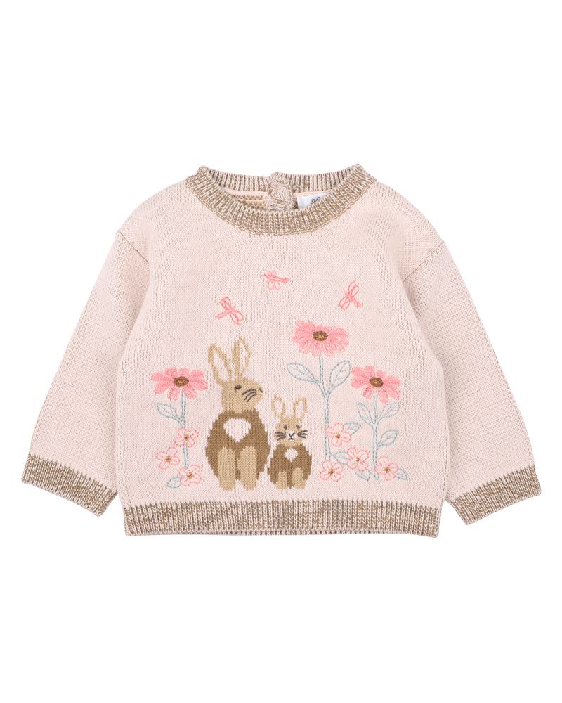 Bebe - Olive Knitted Bunny Jumper - Oat