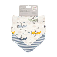 Load image into Gallery viewer, All4 Ella - Bandana Bibs - Reversible - PLANES,LIGHTNING, OUTERSPACE,LINED VEHICLE,WHALE POD,SAGE DINO OR DOG BREED
