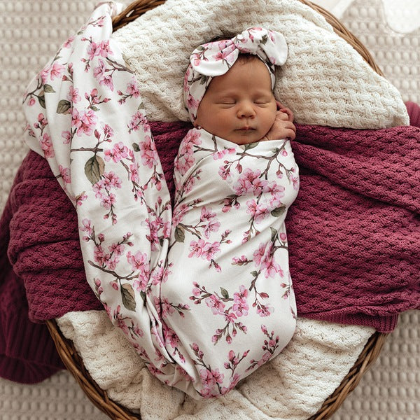 Snuggle Hunny -  Organic Jersey Wrap/ Top knot SET
