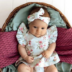 Snuggle Hunny  Organic Dress - Alice's Tea Party,  White Rabbit or Golden Flower