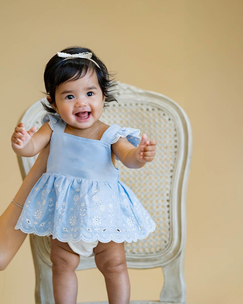 Bebe - Zara Embroidered Overlay Dress - Sky Blue