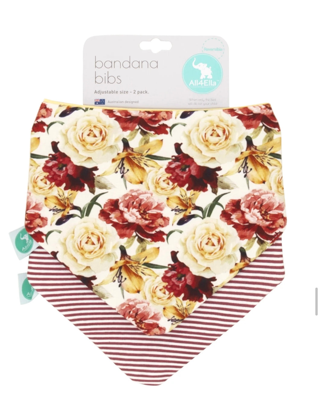 All4Ella bandana bib - lily rose 2 pk reversible