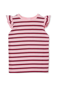 Milky - Striped Ribbed Tee - Prism Pink