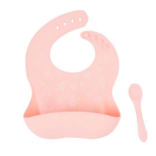 All4 Ella Silicone Bib with Spoon - Pink, Slate Blue or Dusty Pink