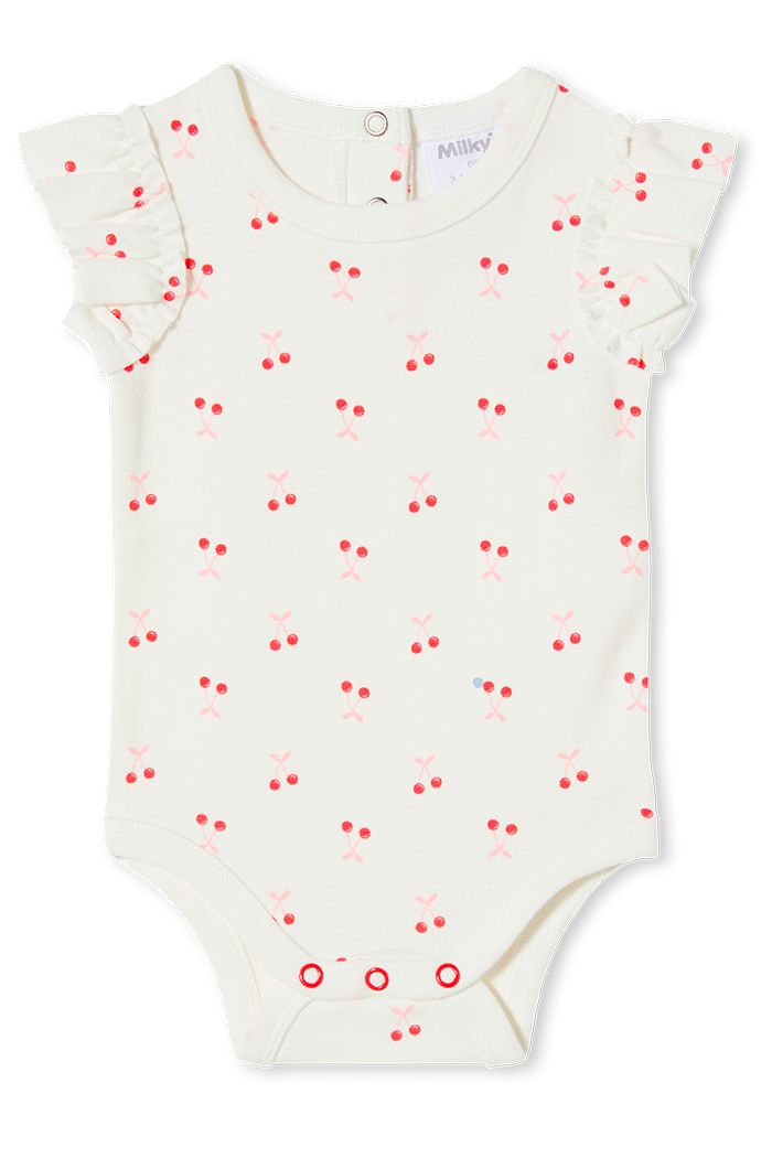 Milky - Cherry Rib Bubbysuit - White