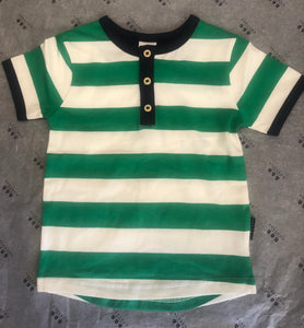 Korango Striped Henley Tee - Green stripe