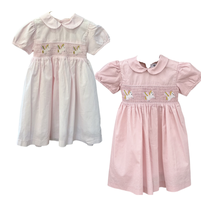 Korango - Unicorn Smocked Dress - Dusty Pink or Light Pink