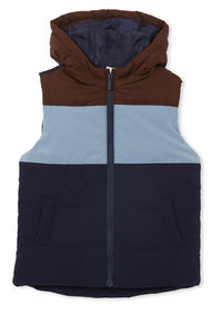 Milky - Panel Hooded Puffer Vest - Multi