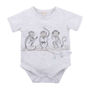 Bebe - Monkey Bodysuit - Ice Grey