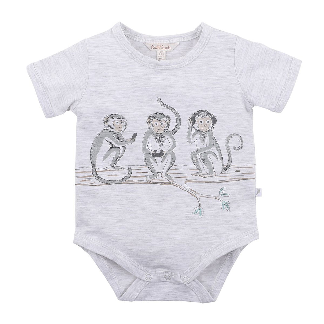 Bebe - Monkey Bodysuit - Ice Grey