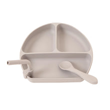 Load image into Gallery viewer, All4 Ella - Silicone Divided Plate with spoon + Straw - Slate Blue or Sand

