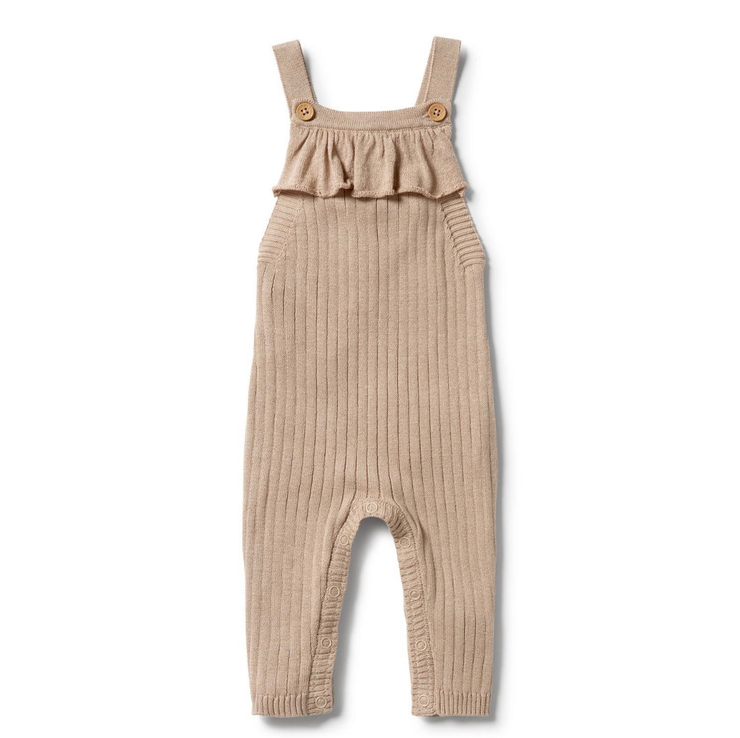Wilson & Frenchy Oatmeal Fleck Knitted Rib Ruffle Overall